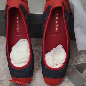 Prada Women's Black and Red Flats